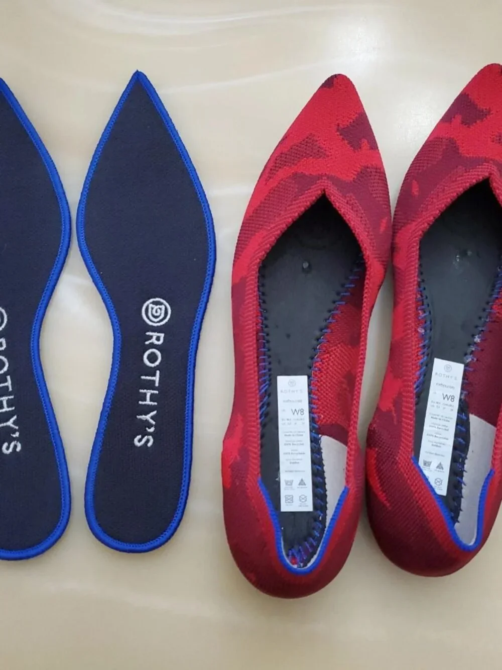 Rothy's The Point In Red Camo Slip On Women's Flats Size 8